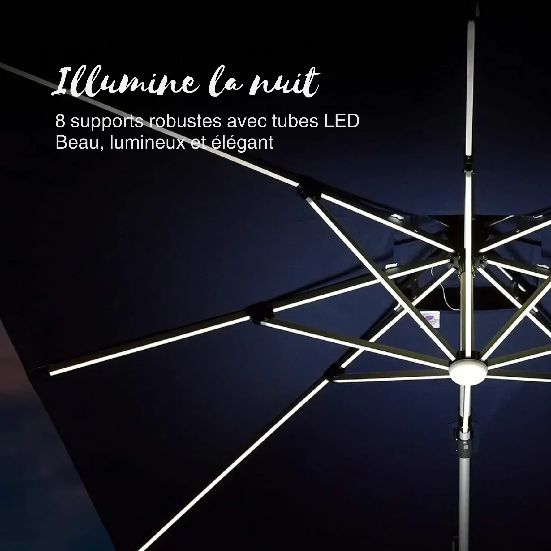 PatioGlam™ Parapluie LED à énergie solaire